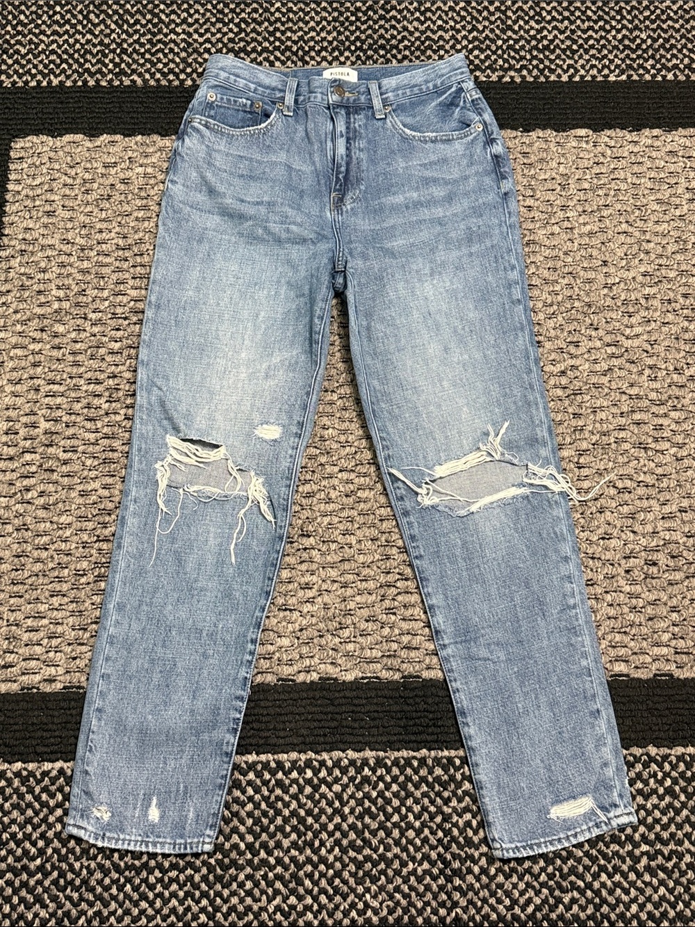 Pistola Presley High Rise Relaxed Roller Jeans Women’s 27 Distressed Straight